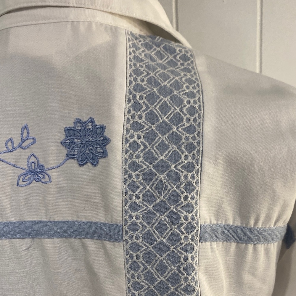 Koret Blue White Patchwork Embroidered Coastal Zi… - image 7